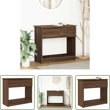 vidaXL Almacenamiento -  Mesa consola con cajones roble marrón 85,5x38,5x74,5 cm