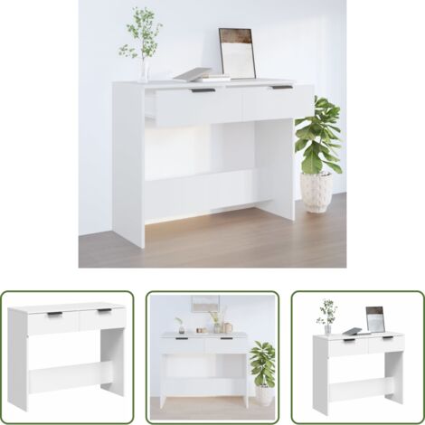 vidaXL Almacenamiento -  Mesa consola de madera contrachapada blanco 90x36x75 cm