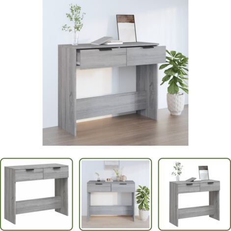 vidaXL Almacenamiento -  Mesa consola madera contrachapada gris Sonoma 90x36x75 cm