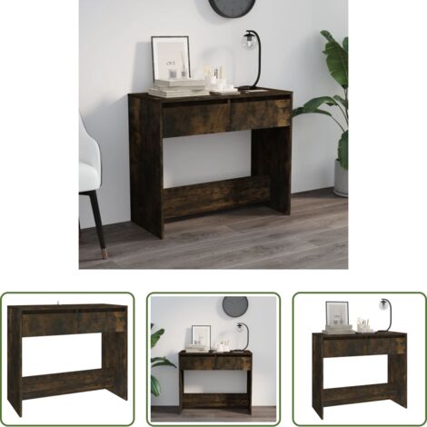 vidaXL Almacenamiento -  Mesa consola madera de ingeniería roble ahumado 89x41x76,5 cm