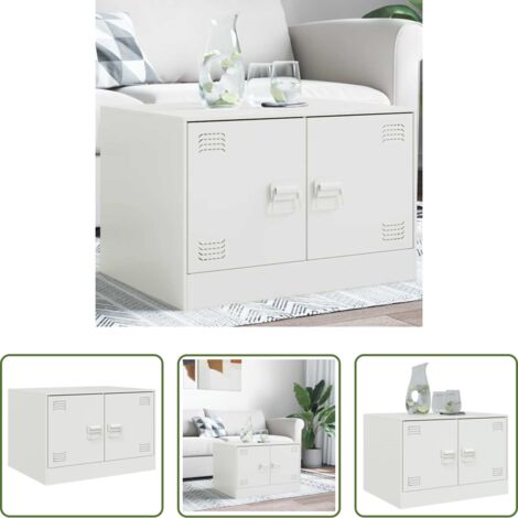 vidaXL Almacenamiento -  Mesa de centro acero blanco 67x50x44 cm