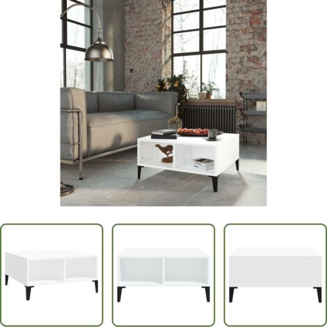 vidaXL Almacenamiento -  Mesa de centro madera contrachapada blanca 60x60x30 cm