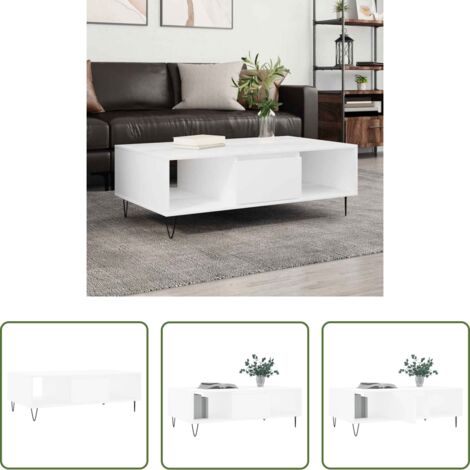 vidaXL Almacenamiento -  Mesa de centro madera de ingeniería blanco 104x60x35 cm