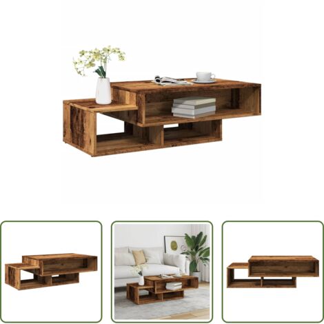 vidaXL Almacenamiento -  Mesa de centro madera de ingeniería envejecida 105x55x32 cm