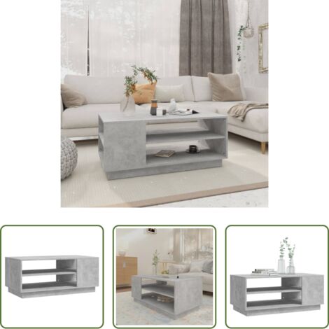 vidaXL Almacenamiento - Mesa de centro madera de ingeniería gris hormigón 102x55x43 cm
