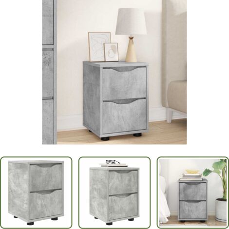 vidaXL Almacenamiento -  Mesa de Noche con cajón Gris Concreto 30,5 x 30 x 43 cm