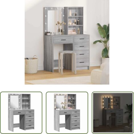 vidaXL Almacenamiento -  Mesa de tocador con cajón 2 pcs Gris 50 x 41 x 135 cm