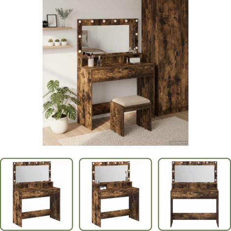 vidaXL Almacenamiento -  Mesa Tocador con estante Roble ahumado 100 x 41 x 135 cm