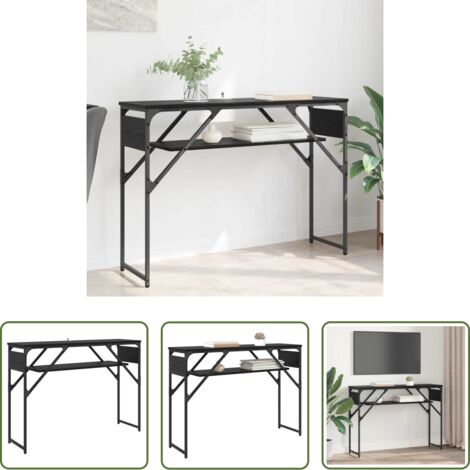 vidaXL Almacenamiento -  MesaConsola Roble Negro 105x30x75cm Madera de ingeniería