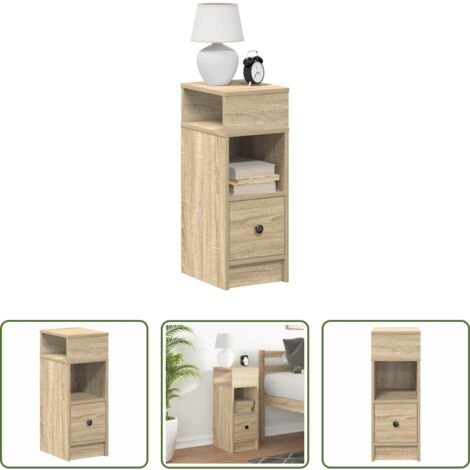 vidaXL Almacenamiento -  Mesilla de noche con cajón roble sonoma 25x31x66 cm