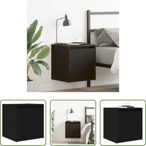 vidaXL Almacenamiento -  Mesilla de noche de pared negra 38x34x40 cm