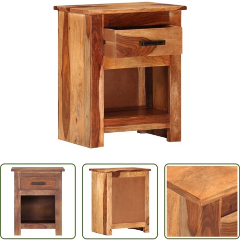vidaXL Almacenamiento -  Mesita de noche de madera maciza 40x30x50 cm