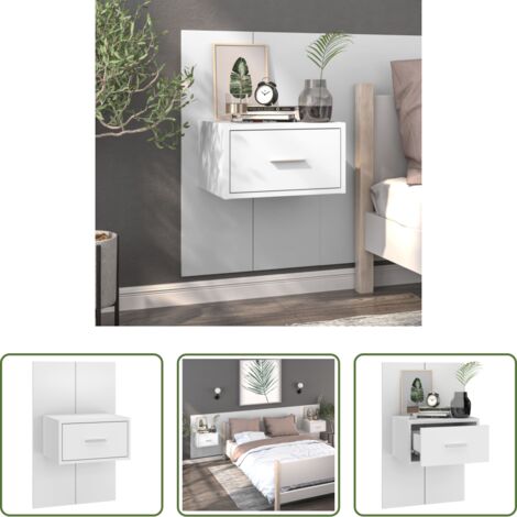 vidaXL Almacenamiento -  Mesita de noche de pared blanca