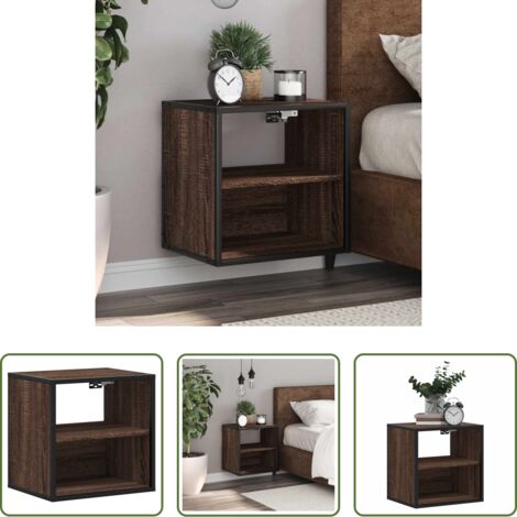 vidaXL Almacenamiento -  Mesita de noche de pared color roble marrón 40x31x39,5 cm