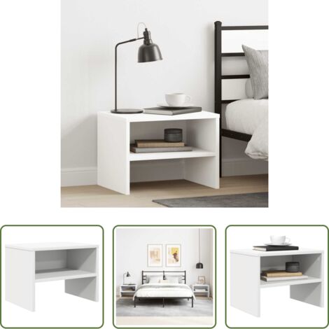 vidaXL Almacenamiento -  Mesita de noche madera contrachapada blanco 40x30x30 cm
