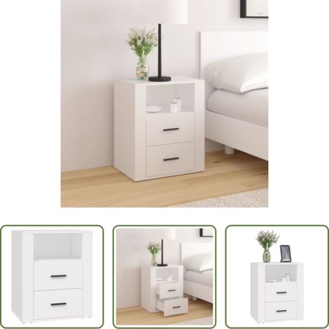 vidaXL Almacenamiento -  Mesita de noche madera contrachapada blanco 50x36x60 cm