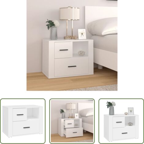 vidaXL Almacenamiento -  Mesita de noche madera contrachapada blanco 60x36x45 cm