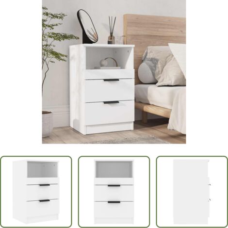 vidaXL Almacenamiento -  Mesita de noche madera contrachapada blanco