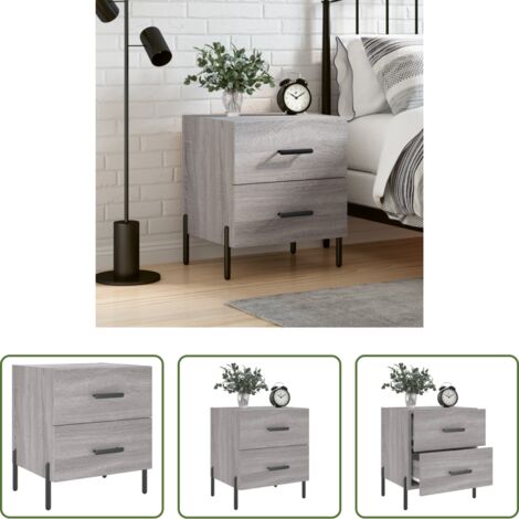 vidaXL Almacenamiento -  Mesita de noche madera de ingeniería gris Sonoma 40x35x47,5 cm