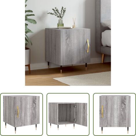 vidaXL Almacenamiento -  Mesita de noche madera de ingeniería gris Sonoma 40x40x50 cm