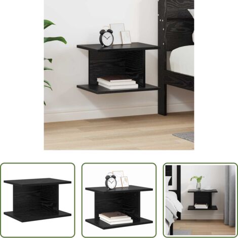 vidaXL Almacenamiento -  Mesita de Noche Roble Negro 40 x 30 x 25 cm