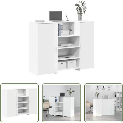 vidaXL Almacenamiento -  Mostrador de recepción blanco 135x50x103,5 cm madera ingeniería