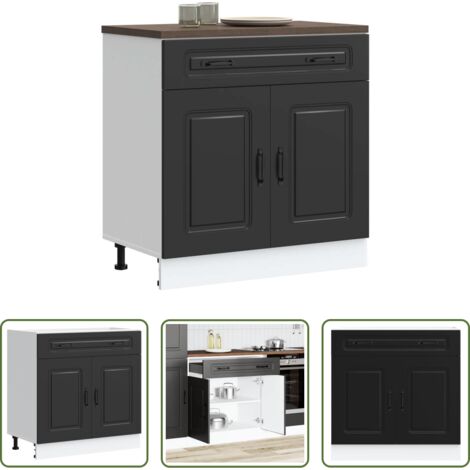 vidaXL Almacenamiento -  Mueble bajo de cocina Kalmar madera de ingeniería negra