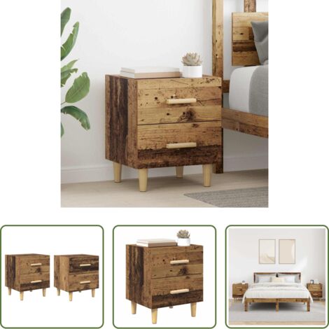 vidaXL Almacenamiento -  Mueble cama con cajón 2 pcs Madera vieja 40 x 35 x 47.5cm
