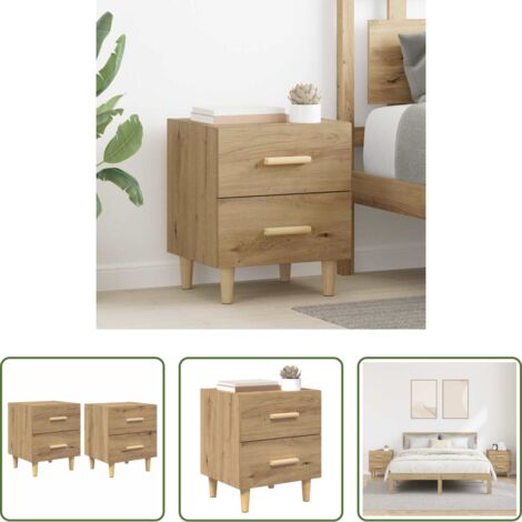 vidaXL Almacenamiento -  Mueble cama con cajón 2 pcs Roble artesanal 40 x 35 x 47.5cm