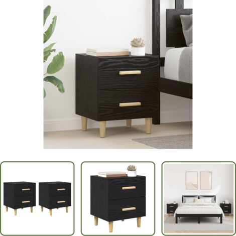 vidaXL Almacenamiento -  Mueble cama con cajón 2 pcs Roble Negro 40 x 35 x 47.5cm