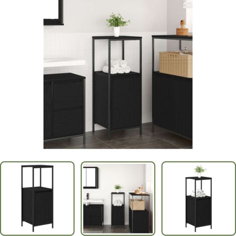 vidaXL Almacenamiento -  Mueble de baño con estantes roble negro 36x35x95 cm