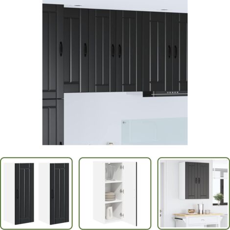 vidaXL Almacenamiento -  Mueble de Cocina 2 pcs Negro 30 x 31 x 80 cm