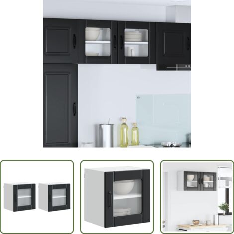 vidaXL Almacenamiento -  Mueble de Cocina 2 pcs Negro 40 x 31 x 40 cm