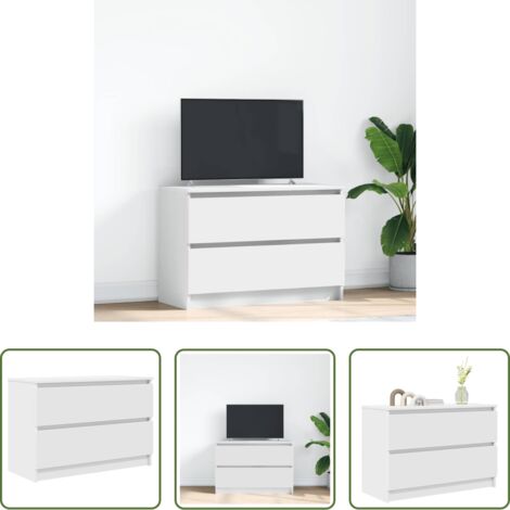 vidaXL Almacenamiento -  Mueble de TV de madera de ingeniería blanco 80x35x54 cm