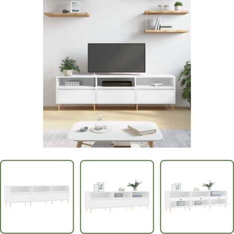 vidaXL Almacenamiento -  Mueble de TV madera contrachapada blanco 150x30x44,5 cm