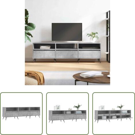vidaXL Almacenamiento -  Mueble de TV madera contrachapada gris hormigón 150x30x44,5 cm