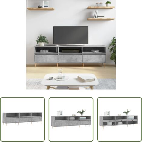 vidaXL Almacenamiento -  Mueble de TV madera contrachapada gris hormigón 150x30x44,5 cm
