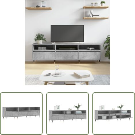 vidaXL Almacenamiento -  Mueble de TV madera contrachapada gris hormigón 150x30x44,5 cm