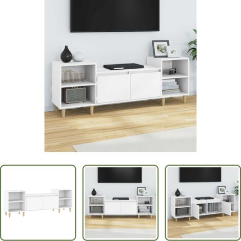 vidaXL Almacenamiento -  Mueble para TV madera contrachapada blanco 160x35x55 cm