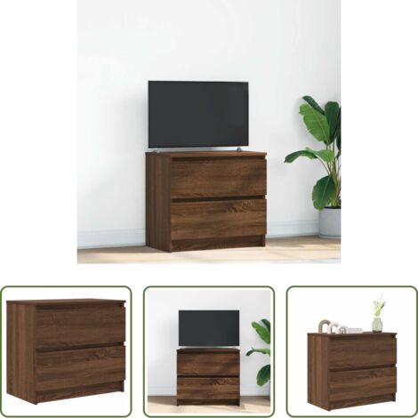 vidaXL Almacenamiento -  Mueble para TV madera contrachapada marrón roble 60x35x54 cm