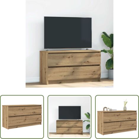 vidaXL Almacenamiento -  Mueble para TV madera de ingeniería roble artisan 100x35x54 cm