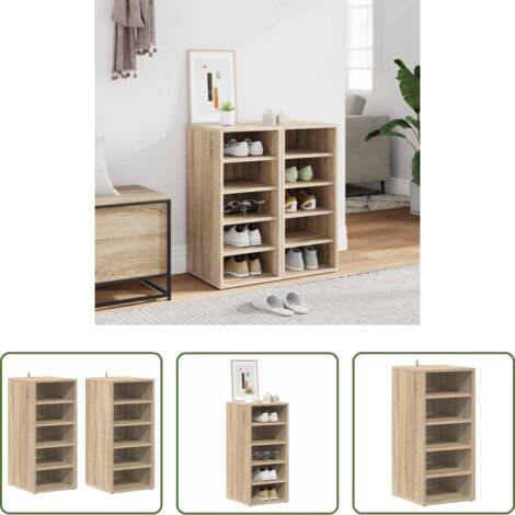 vidaXL Almacenamiento -  Muebles zapateros 2 uds contrachapado roble Sonoma 31,5x35x70cm