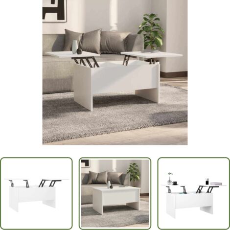 vidaXL Almacenamiento oculto -  Mesa de centro madera de ingeniería blanco 80x50x42,5 cm