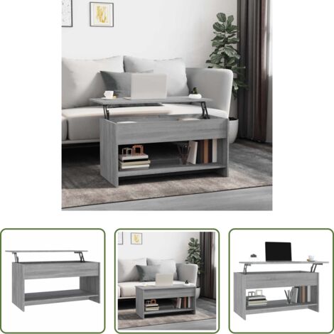 vidaXL Almacenamiento oculto -  Mesa de centro madera de ingeniería gris Sonoma 102x50x52,5 cm
