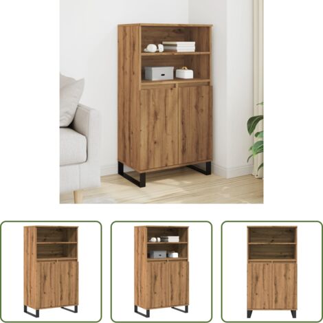 vidaXL Almacenamiento organizado - Aparador alto madera de ingeniería roble artisan 60x36x110 cm
