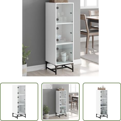 vidaXL Almacenamiento organizado -  Aparador con puertas de vidrio blanco 35x37x120 cm