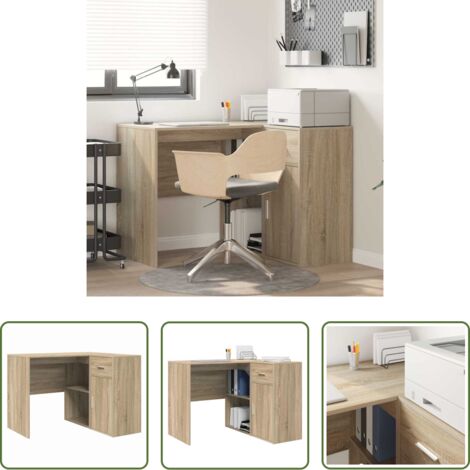 vidaXL Almacenamiento organizado -  Escritorio de Esquina con cajón Roble Sonoma 102 x 88 x 75 cm