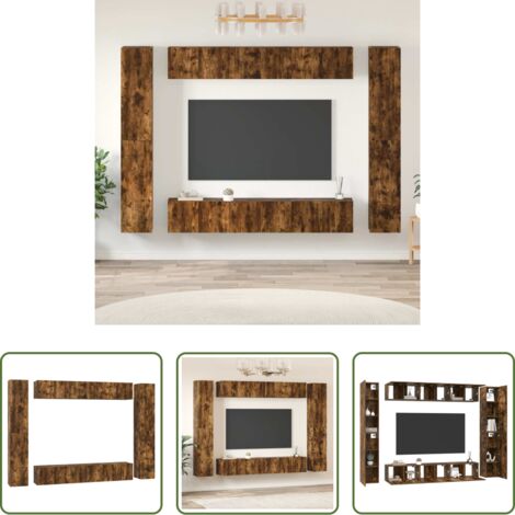 vidaXL Almacenamiento -  Set de muebles de TV 10 pzas madera contrachapada roble ahumado