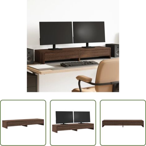 vidaXL Almacenamiento -  Soporte de monitor con cajones madera marrón roble 100x27x15 cm