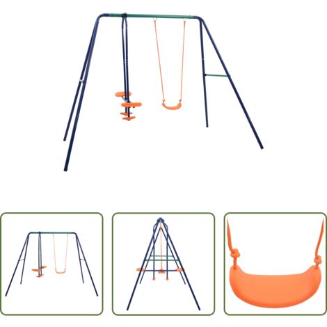 vidaXL Altalena per bambini in acciaio -  Set Altalene con 3 Sedili in Acciaio